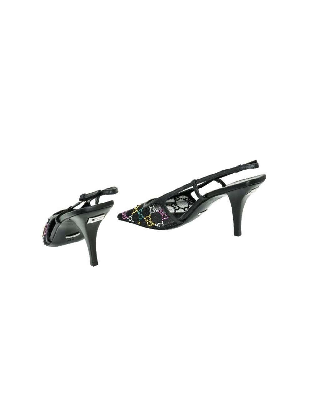 Gucci Multicolor Crystal GG Mesh Slingback Pumps - Picture 3 of 6